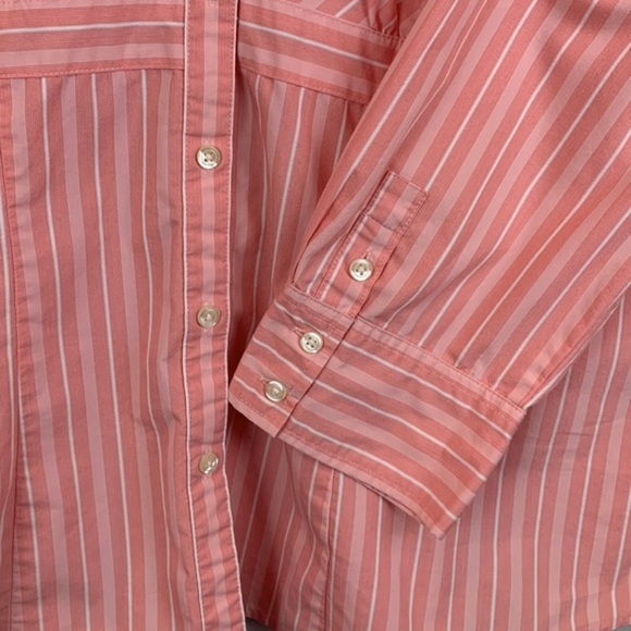 G.H. Bass & Co. Stretch Deep V Button Up Stripe Shirt - Picture 6 of 7